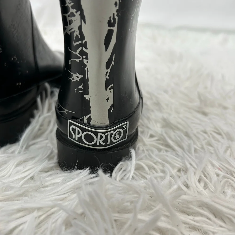 Sporto Rain Boots Womens 6 Black Wendy Mid Calf Tree Rainboot Rubber Waterproof